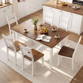 Mesa de jantar retangular 152,5 x 91,5 x 76,5 cm (CADEIRAS NÃO INCLUIDAS) para 4-6 pessoas, com pernas em madeira maciça de borracha, estilo rústico,