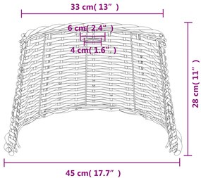 Abajur de teto Ø45x28 cm vime castanho