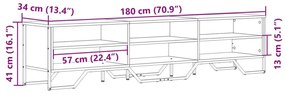 Móvel de TV 180x34x41 cm derivados de madeira cinzento sonoma