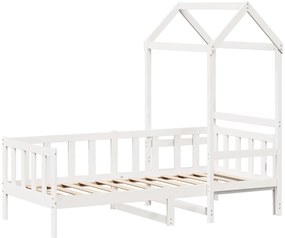 Sofá-cama c/ telhado 90x190 cm madeira de pinho maciça branco
