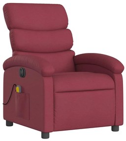 Poltrona reclinável de massagens elétrica tecido vermelho tinto