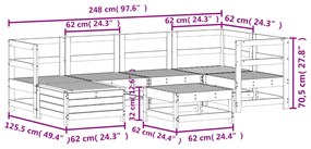 7 pcs conjunto de sofás para jardim pinho maciço branco