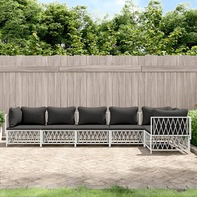 vidaXL 6 pcs conjunto lounge de jardim com almofadões aço branco