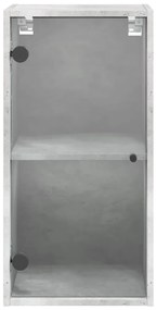 Armário de parede c/ portas de vidro 35x37x68,5cm cinza cimento