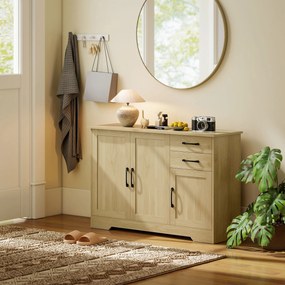 Aparador com 3 Portas Moderno para Sala de Estar com 2 Gavetas Prateleira Ajustável 120x38x79 cm Madeira