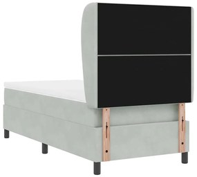 Cama com Estrado e Colchão Cinza Claro 90x200 cm em Veludo