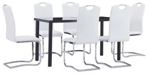 vidaXL 7 pcs conjunto de jantar couro artificial branco