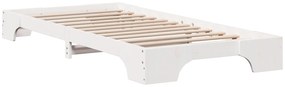 Estrutura de Cama Branca Madeira de Pinho Sólida 90 x 190 cm