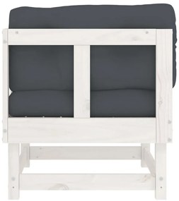 Sofá de canto com almofadões pinho maciço branco