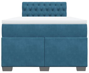 Cama boxspring com colchão 120x190 cm veludo azul