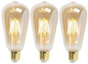Conjunto de 3 lâmpadas LED reguláveis E27 ST64 goldline 5W 380 lm 2200K