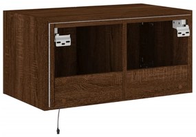 Móvel de parede p/ TV c/ luzes LED 60x35x31 carvalho castanho