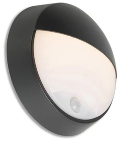 Candeeiro de parede exterior preto com LED e sensor de movimento IP54 - Hortus Moderno