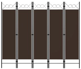 vidaXL Divisória de quarto com 5 painéis 200x180 cm castanho