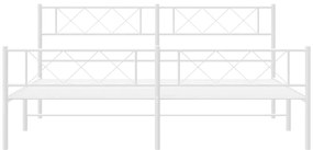 Estrutura de cama com cabeceira e pés 193x203 cm metal branco