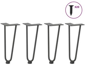 vidaXL Pernas de grampo para mesa de centro 4 peças antracite 30 cm aço maciço
