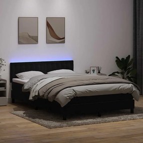 vidaXL Cama box spring c/ colchão e LED 140x220 cm veludo preto
