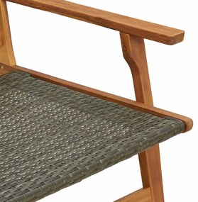 Conjunto de Cadeiras e Mesa - 3 Peças em Madeira de Acácia Maciça Cinz