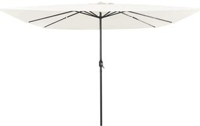 Parasol Quadrado para Jardim com Luzes LED 295x245 cm Branco Areia