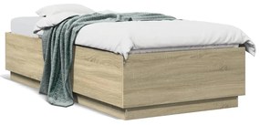 vidaXL Estrutura cama c/ luzes LED derivados madeira carvalho sonoma