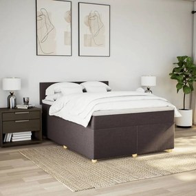 Cama com molas/colchão 140x190 cm tecido castanho-escuro