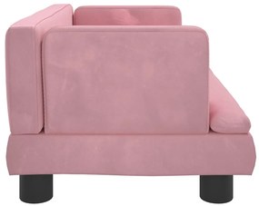 Sofá infantil 60x40x30 cm veludo rosa