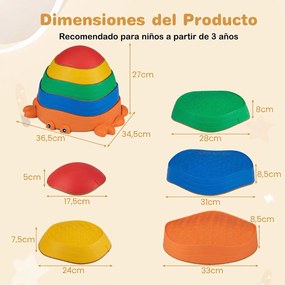 Conjunto de 5 Pedras de Equilíbrio Infantis, 36,5 x 34,5 x 27 cm, Antiderrapantes, Multicolor