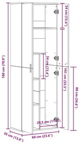 Aparador alto 60x35x180 cm derivados de madeira carvalho sonoma