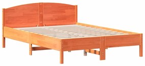 Estrutura cama c/ cabeceira 140x200cm pinho maciço castanho-mel