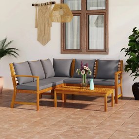 vidaXL 4 pcs conjunto lounge de jardim c/ almofadões acácia maciça