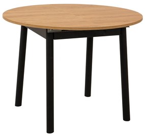 Mesa de Jantar Extensível Oliver – Carvalho/Preto – 100/131x75x100 cm