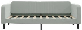 Sofá-cama com gavetão 90x190 cm veludo cinzento-claro