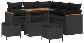 vidaXL Conjunto de Sofá de Jardim 8 pcs Preto Rattan Sintético