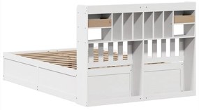 Cama sem colchão 150x200 cm madeira de pinho maciça branco