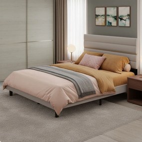 Estrutura de cama de casal, adequada para colchões de 160 x 200 cm (NÃO INCLUIDO) bege
