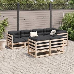 7 pcs conjunto de sofás para jardim madeira de pinho maciça