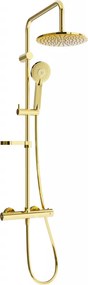 Mexen KX40 conjunto de chuveiro de montagem externa com chuveiro de teto e torneira termostática, dourado - 771504091-50