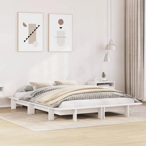 Cama sem colchão 150x200 cm madeira de pinho maciça branco