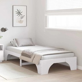 Estrutura de Cama Branca 90x200 cm em Madeira de Pinho Sólido da