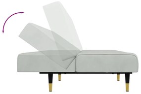2 pcs conjunto de sofás veludo cinzento-claro