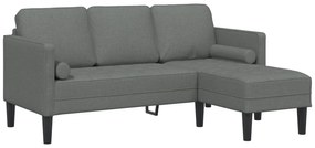 Sofá L de 3 Lugares vidaXL Cinza Escuro 160 cm Tecido