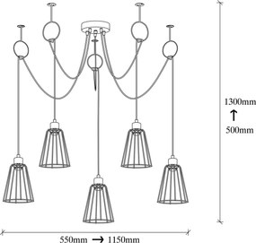 Chandelier Tel – Preto – Diâmetro 115 cm, Altura 130 cm