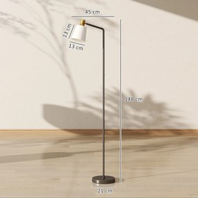 Candeeiro de pé para sala de estar 45 x 21 x 148 cm com cabeça giratória a 350°, candeeiro de pé moderno com 3 temperaturas de cor, preto