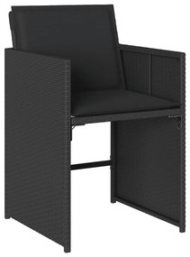 11 pcs conjunto de jantar p/ jardim c/ almofadões vime PE preto