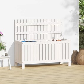823830 vidaXL Caixa de arrumação jardim 108x42,5x54 cm pinho maciço branco