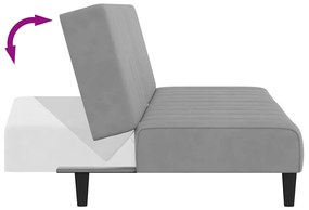 Sofá-cama de 2 lugares veludo cinzento-claro