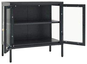 Aparador 70x35x70 cm vidro e aço antracite
