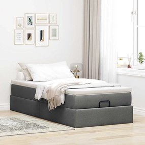Estrutura cama otomana colchão 90x190 cm tecido cinzento escuro
