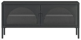 Armário de TV 105x35x50 cm vidro e aço preto