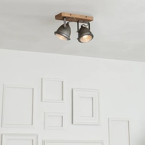 Projetores industriais em aço com fixação em madeira e inclináveis 2 luzes - Emado